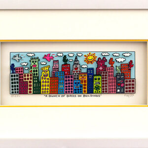 James Rizzi - A BUNCH OF BIRDS ON BUILDINGS  - Original 3D Bild drucksigniert
