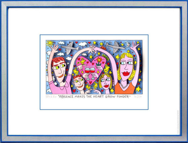 James Rizzi - ABSENCE makes the HEART GROW FONDER - Original 3D Bild drucksignie...