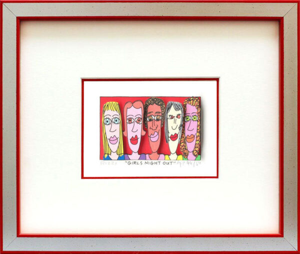 James Rizzi - Girls night out - Original 3D Bild drucksigniert-Silber-rot-Normal...