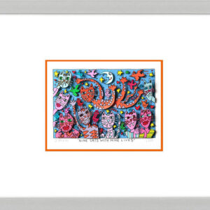 James Rizzi - Nine cats with nine lives - Original 3D Bild drucksigniert-alurahm...