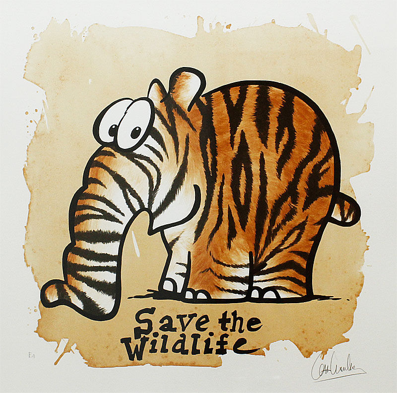 Otto Waalkes Bilder - Save the Wildlife - Original Grafik auf Büttenpapier