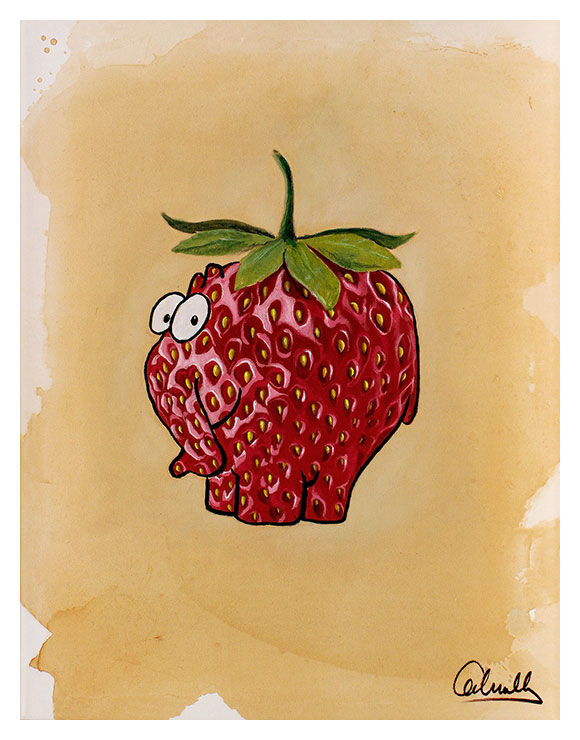 Otto Waalkes - Schtrohrbärri - Erdbeere - ORIGINAL PIGMENTGRAFIK AUF LEINWAND