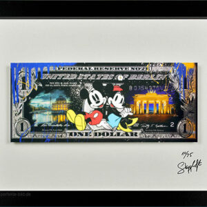 SKYYLOFT - Micky & Minnie - Berlin Dollar - Bild mit Museumsglas und Bilderrahme...