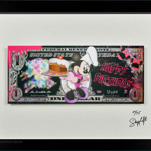 SKYYLOFT - Happy Birthday - Minnie Maus Dollar - Bild mit Museumsglas und Bilder...