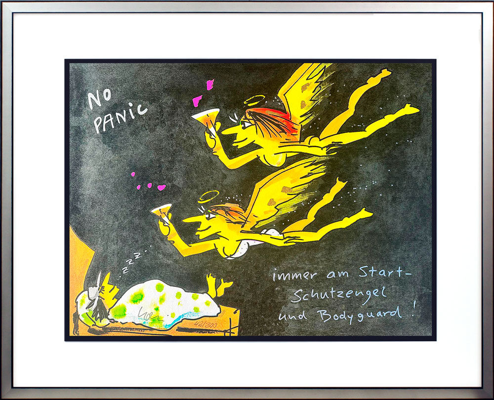 Udo Lindenberg Bilder - NO PANIC - SCHUTZENGEL - Original Grafik handsigniert