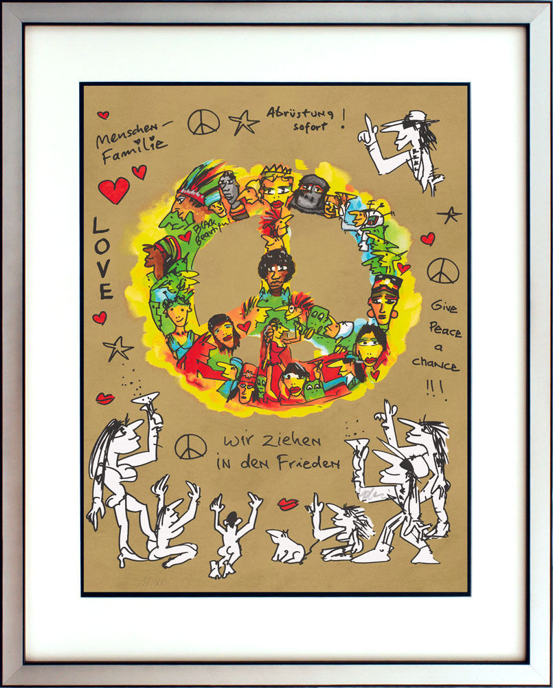 Udo Lindenberg Bilder  - PEACE - Wir ziehen in den Frieden - Original Grafik han...