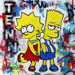 ULLDEVIDRE - LISA & BART SIMPSON - original Gemälde auf Leinwand