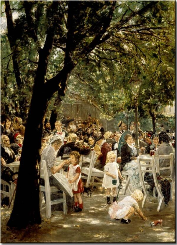 Max Liebermann  - Münchner Biergarten - Leinwandbild
