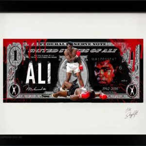 SKYYLOFT Bilder - Muhammad Ali Dollar - Bild mit Museumsglas und Bilderrahmen