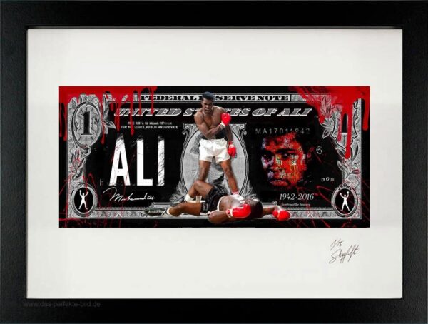 SKYYLOFT Bilder - Muhammad Ali Dollar - Bild mit Museumsglas und Bilderrahmen