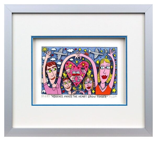 James Rizzi - ABSENCE makes the HEART GROW FONDER - Original 3D Bild drucksignie...
