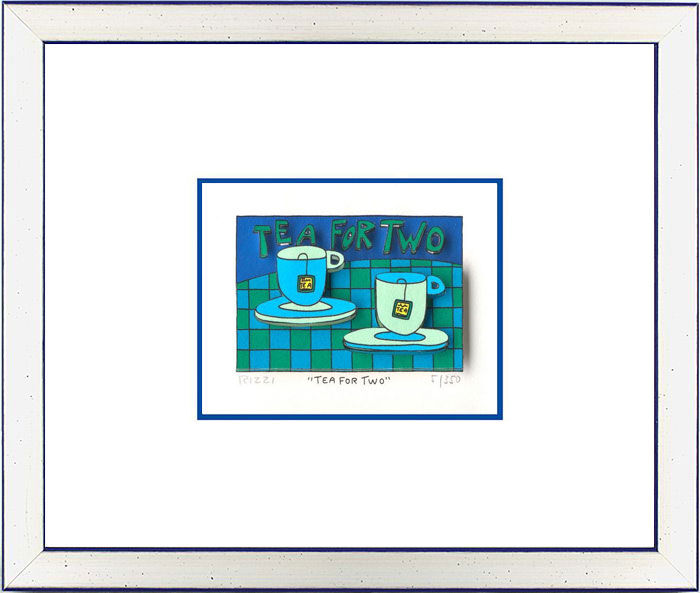 James Rizzi - Tea for two - Original 3D Bild drucksigniert-Silber-hellblau-Norma...