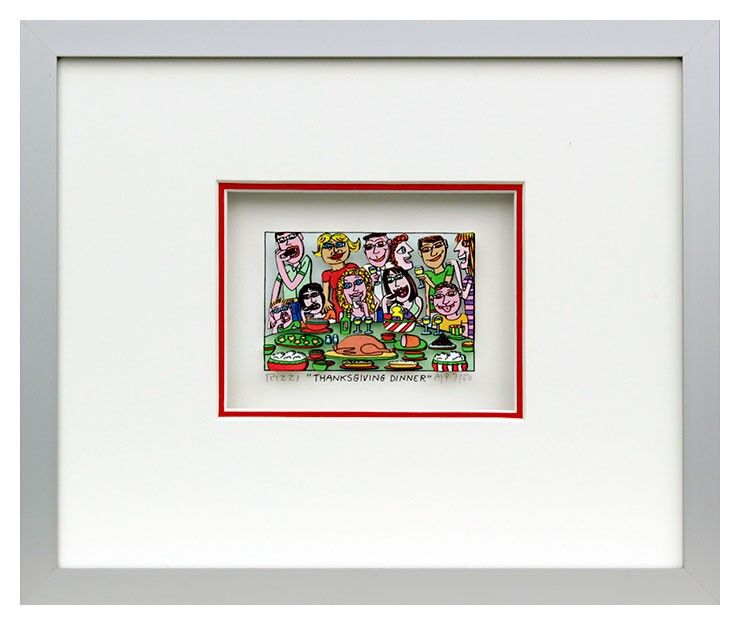 James Rizzi - Thanksgiving Dinner - Original 3D Bild drucksigniert-alurahmen-Nor...