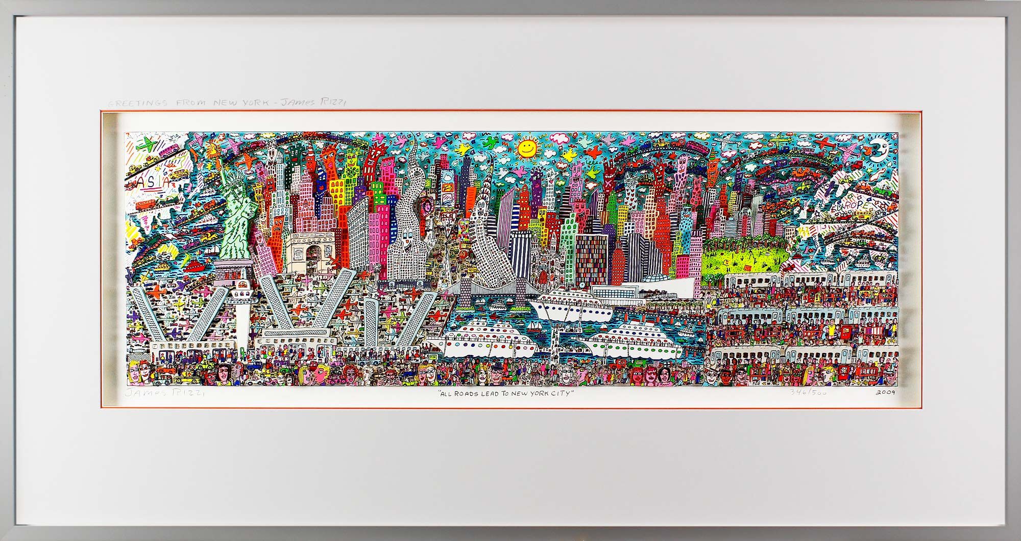 James Rizzi Bilder - All Roads lead to NEW YORK CITY - HANDSIGNIERT