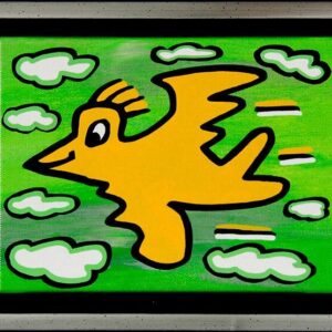James Rizzi BIRD - YELLOW ON GREEN - 2D-Pigmentdruck