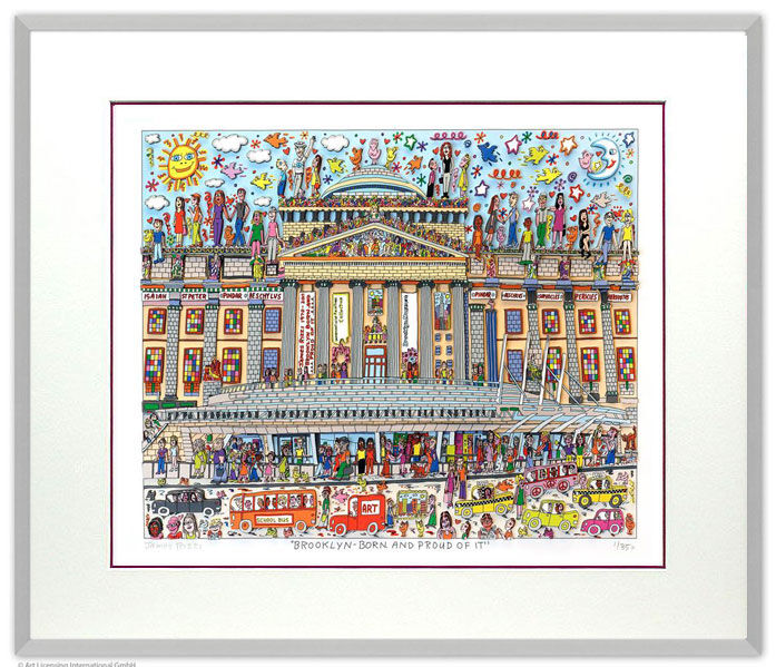 James Rizzi Brooklyn born and proud of it Orig. 3D Bild drucksigniert-alurahmen-...