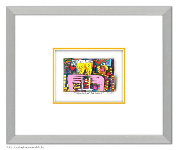 James Rizzi - CHAMPAGNE DREAMS - Original 3D Bild drucksigniert-alurahmen-Normal...