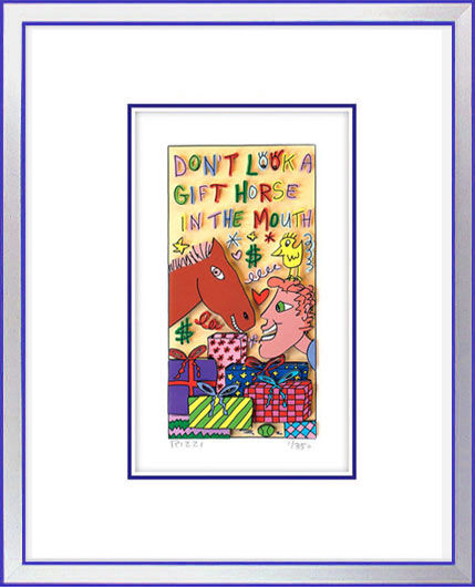 James Rizzi - DONT LOOK a GIFT HORSE in the MOUTH - Original 3D Bild drucksignie...