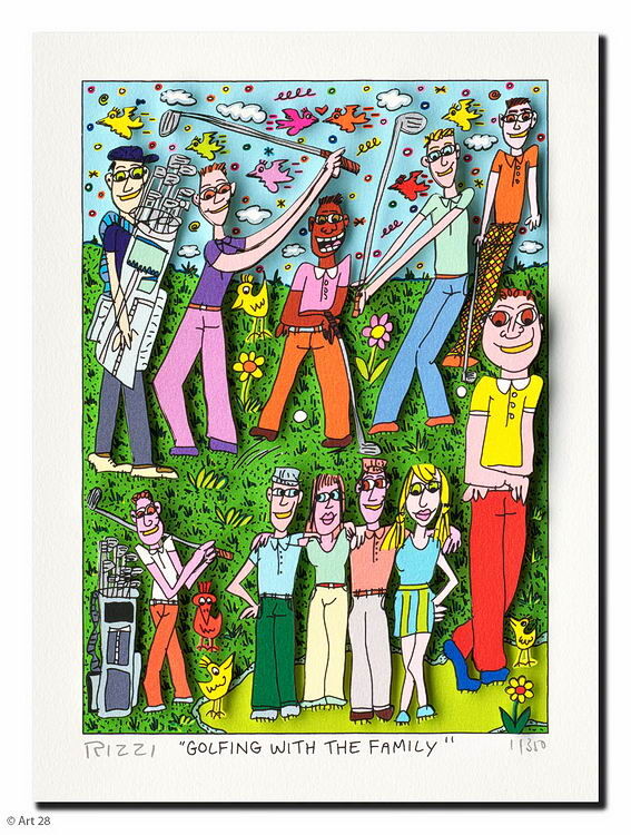 James Rizzi GOLFING WITH THE FAMILY-alurahmen