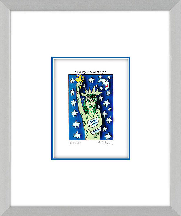 James Rizzi Bilder - LADY LIBERTY - Original 3D Bild drucksigniert