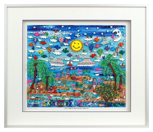 James Rizzi - LET´S TAKE a  TRIP to the TROPICS - Original 3D Bild drucksigniert