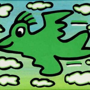 James Rizzi BIRD - GREEN ON TURQUOISE - 2D-Pigmentdruck