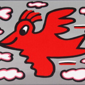 James Rizzi BIRD - RED ON GREY - 2D-Pigmentdruck