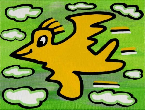 James Rizzi BIRD - YELLOW ON GREEN - 2D-Pigmentdruck