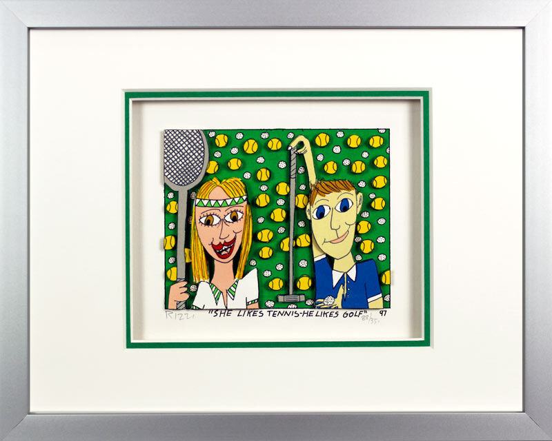 James Rizzi Bilder - She likes Tennis - He likes Golf - HANDSIGNIERT