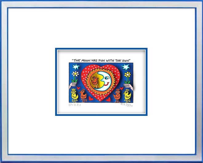 James Rizzi - THE MOON HAS FUN WITH THE SUN  - Original 3D Bild drucksigniert