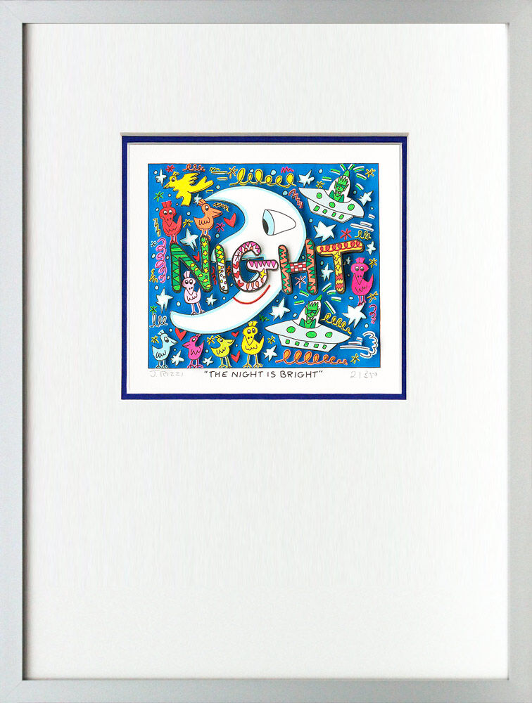 James Rizzi - THE NIGHT IS BRIGHT - Original 3D Bild drucksigniert