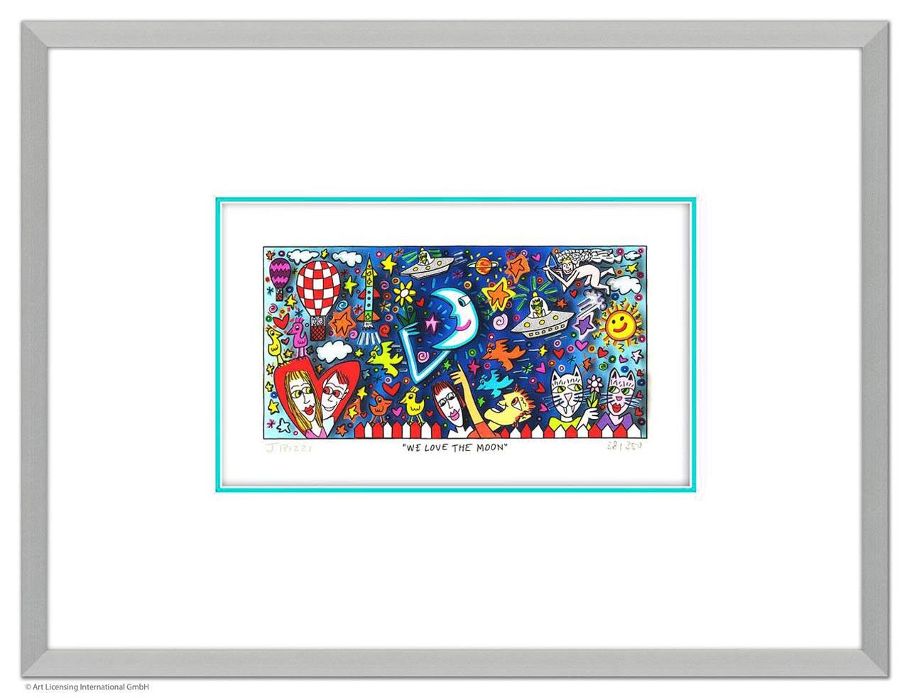 James Rizzi - WE LOVE THE MOON - Original 3D Bild drucksigniert-alurahmen-Normal...