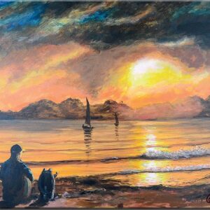 Otto Waalkes - BEACH BOYS IN THE SUNSET - ORIGINAL PIGMENTGRAFIK AUF LEINWAND