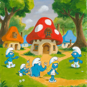 Otto WAALKES Bilder - Blauer Sucht Frau - ORIGINAL PIGMENTGRAFIK AUF LEINWAND