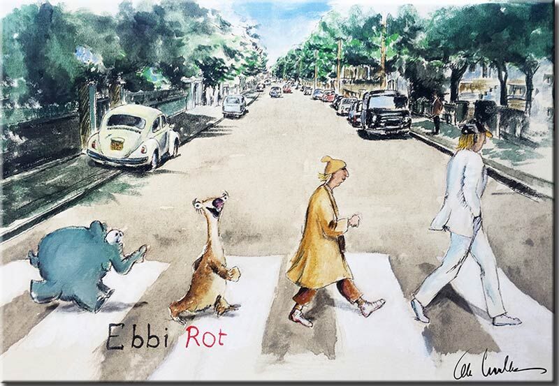 Otto Waalkes - EBBI ROT I - ORIGINAL PIGMENTGRAFIK AUF LEINWAND