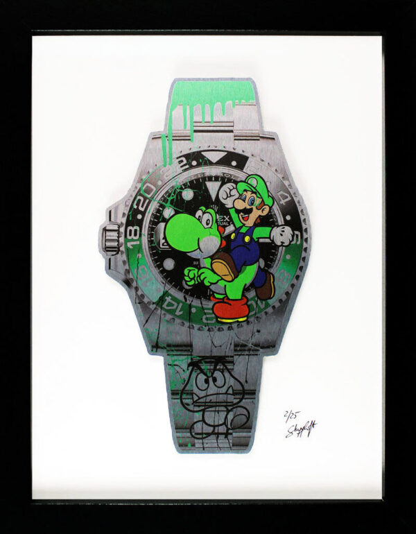 SKYYLOFT Bilder  - Luigi und Yoshi Mini Watch - Bild mit Museumsglas und Bilderr...