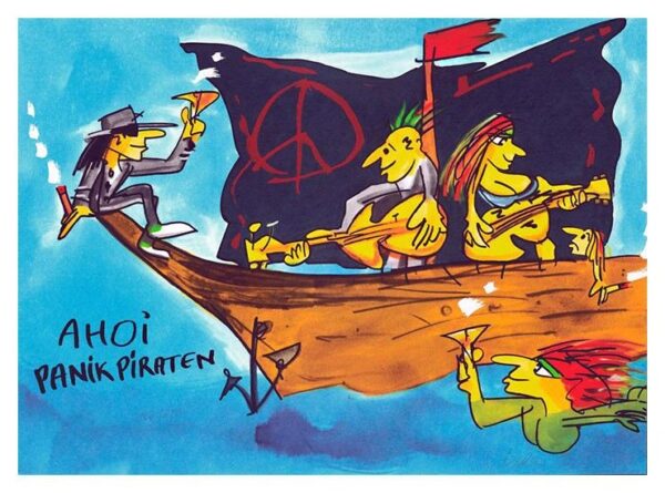 Udo Lindenberg Bilder - AHOI PANIK PIRATEN - original Grafik handsigniert